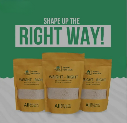 Herbal Heritage WEIGHT-RIGHT Natural Mass Gainer β Organic Dietary Supplement for Healthy Weight Gain