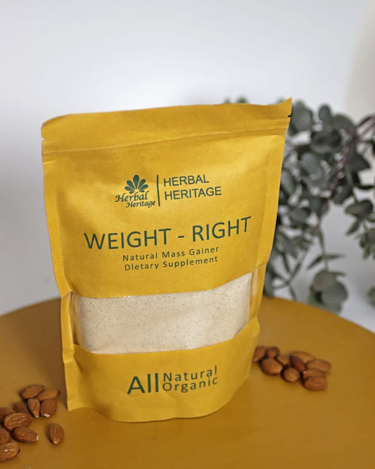 Herbal Heritage WEIGHT-RIGHT Natural Mass Gainer – Organic Dietary Supplement for Healthy Weight Gain